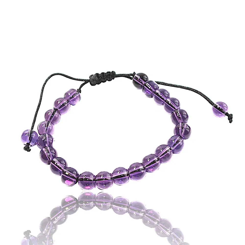 Shamballa - s fialovými skleněnými korálky