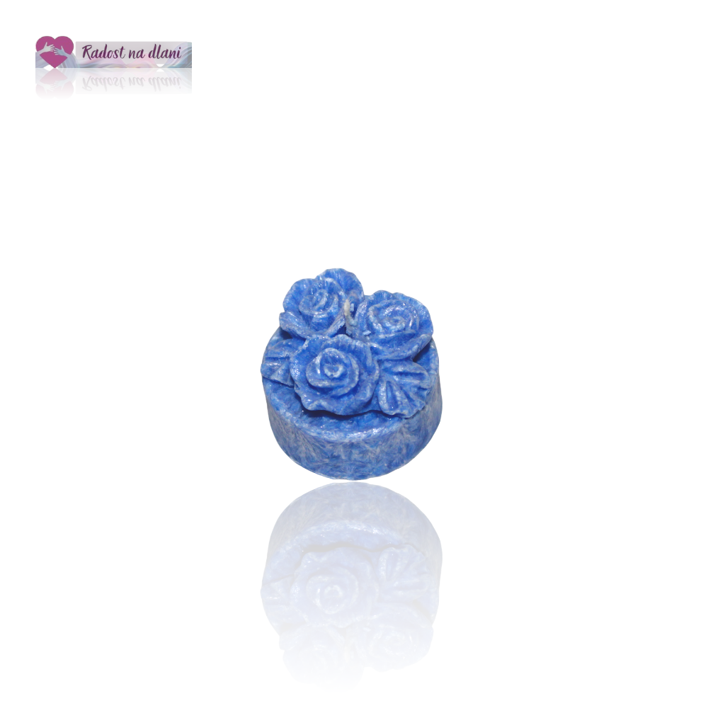 Svíčka - čajovka 3 růže - 3,6cm - modrá