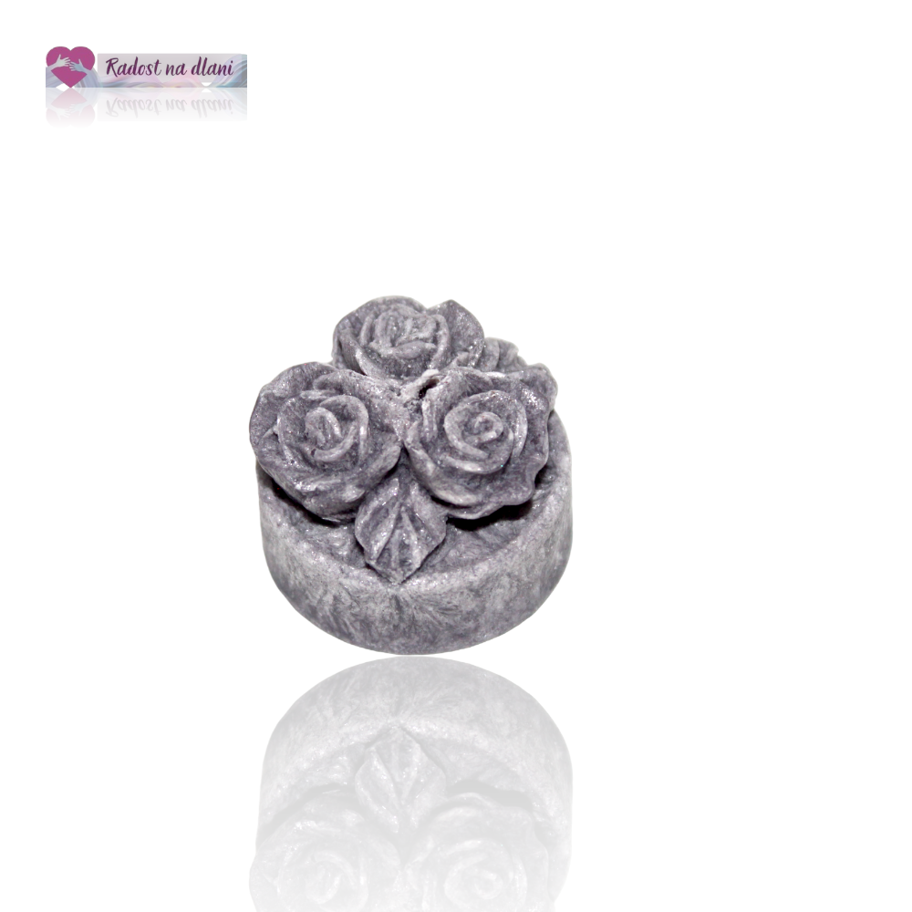 Svíčka - čajovka 3 růže - 3,6cm - černá