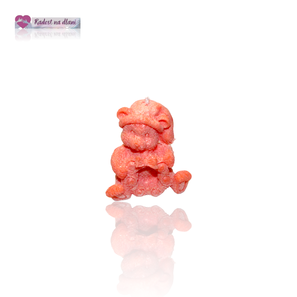 Svíčka - Medvěd - 8cm - oranžový