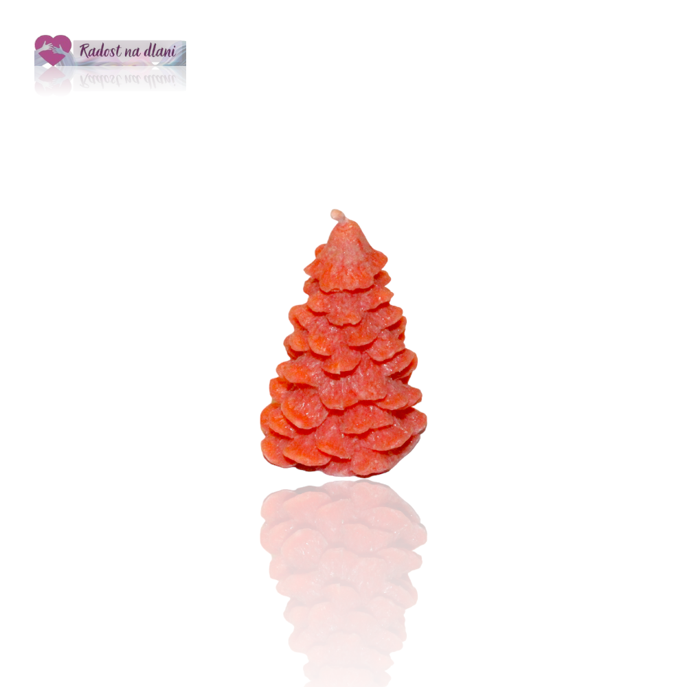 Svíčka - Stromek - 7,2cm - oranžový
