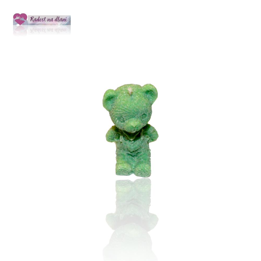 Svíčka - Medvídek 4,8cm - zelený