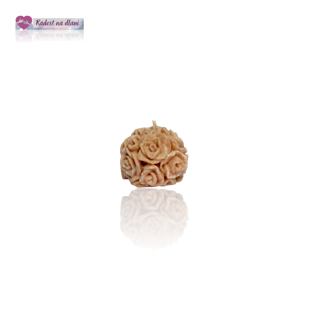 Svíčka - Koule růží- 4,5cm - hnědá
