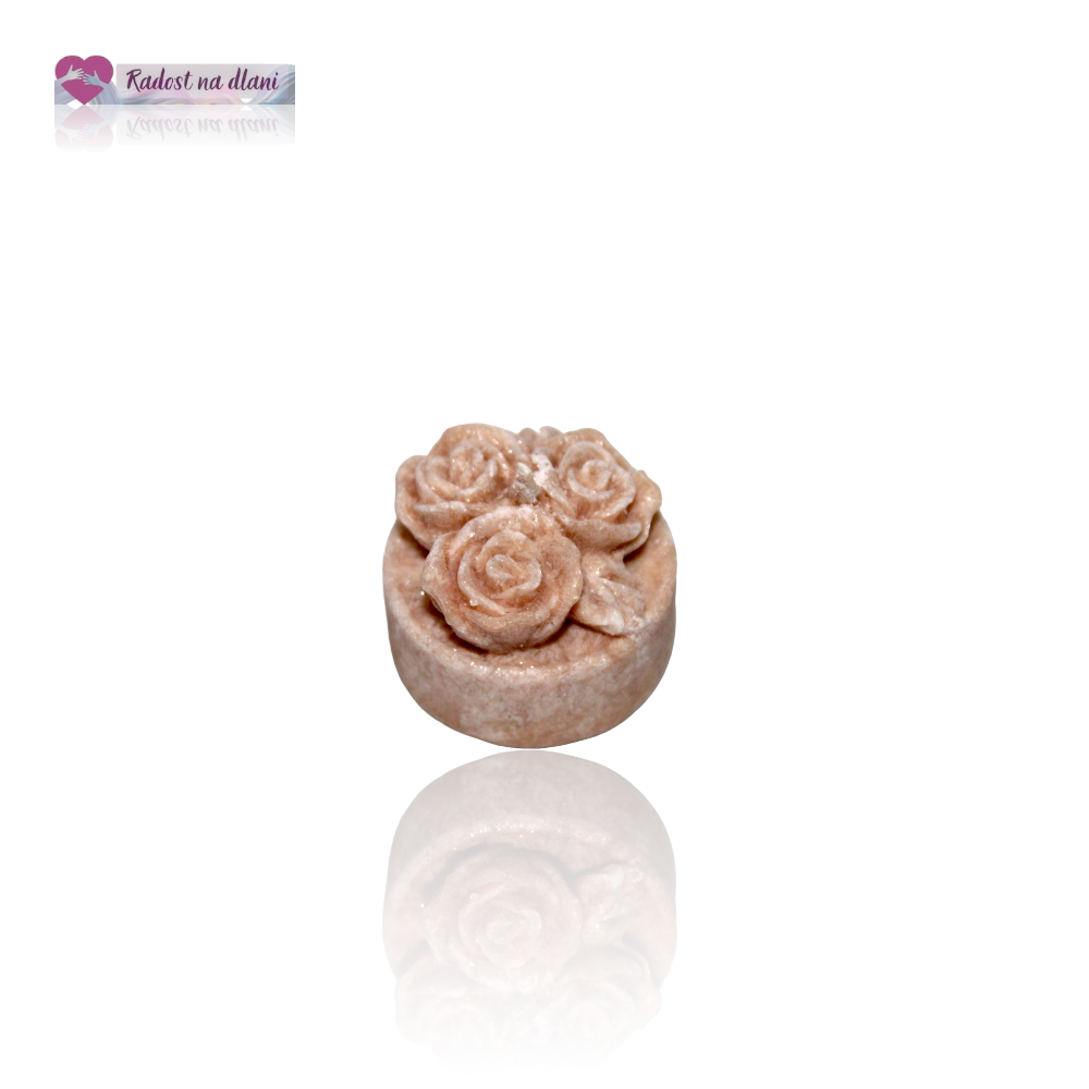 Svíčka - čajovka 3 růže - 3,6cm - hnědá