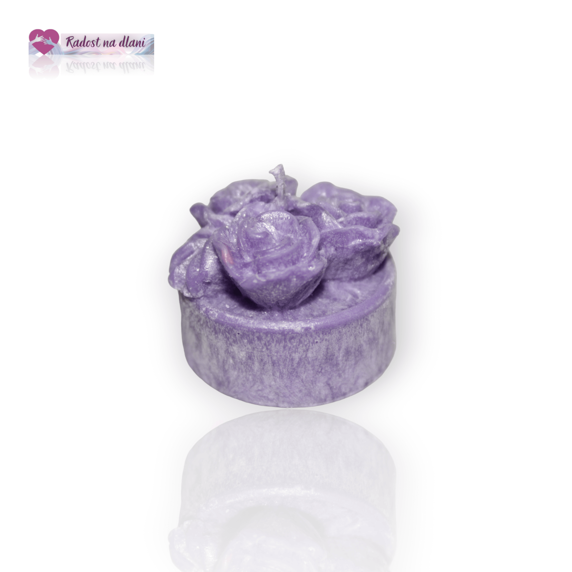 Svíčka - čajovka 3 růže - 3,6cm - fialová