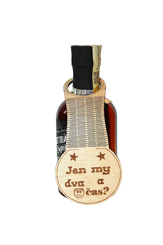 Visačka na lahev "Jen my dva a čas?"